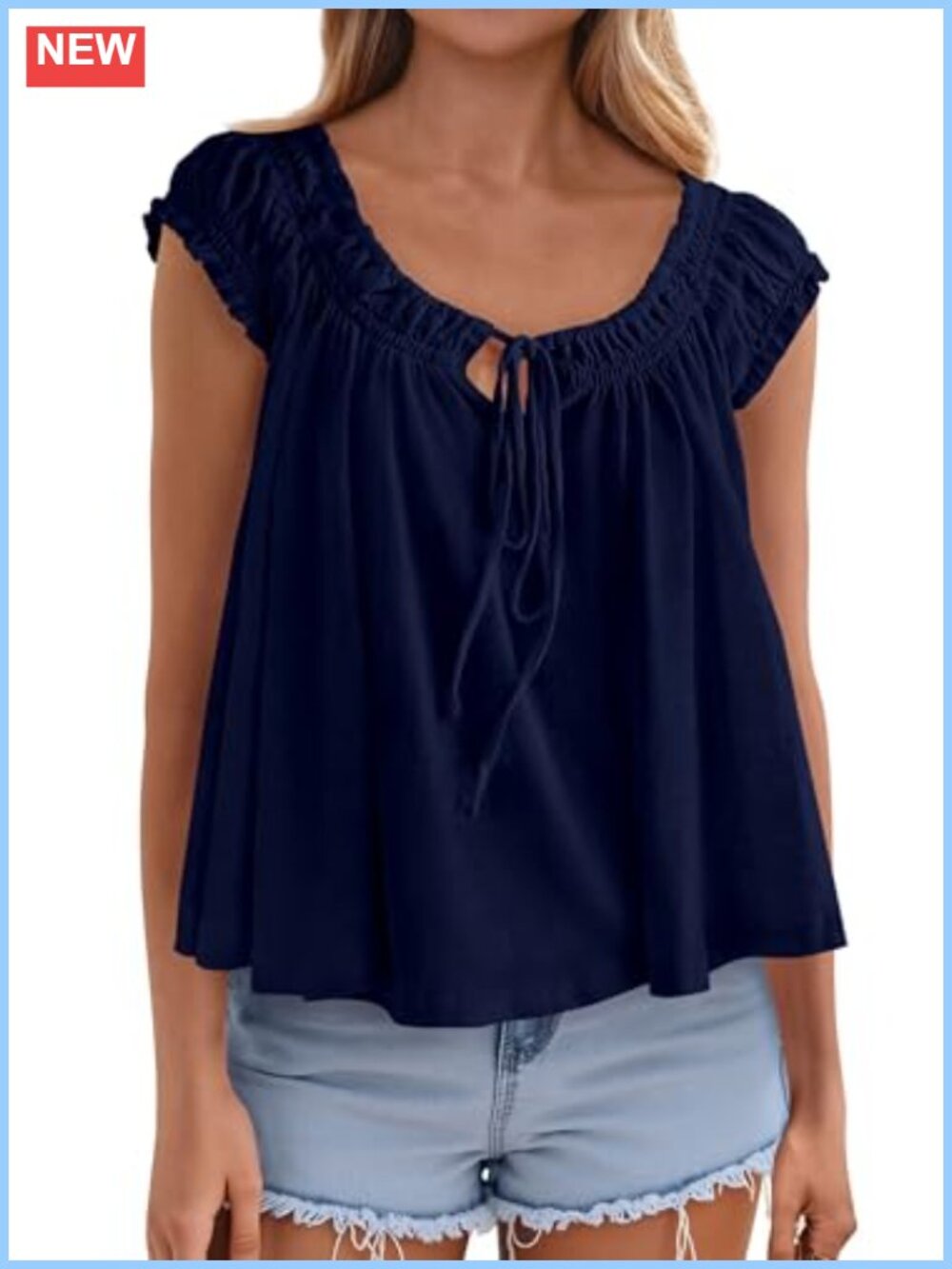 Womens Summer Tank Top Babydoll Peplum Blouse Sleeveless Tie Front Flowy